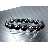 [Disk Crystal] Rainbow Obsidian 14mm Round Bead Bracelet FE-21 [Rainbow Eye]