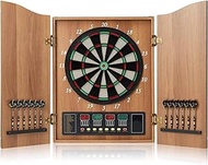 Electric Dartboard Set, 18 Inch Wooden Box Dart Board Cabinet Set with Cabinet & 12 Soft Tip Darts 8