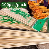 100pcs/pack Natural Bamboo Skewers Barbecue Sticks Disposable Wood Sticks Barbecue BBQ