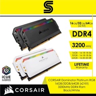 CORSAIR Dominator Platinum RGB 16GB/32GB/64GB (x2 Kit) 3200MHz DDR4 Ram - Black/White