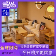 New Chinese all-solid wood sofa corner Guifu recliner living room Japanese furniture fabric sofa sim