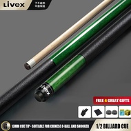 Professional 1/2 Joint Pool Cue | LIVEX CY01 13mm Big Tip for Chinese 8-Ball 9-Ball & Black 8 | Tour