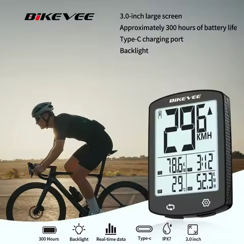 Large Screen 3-inch USB-C Rechargeable Wireless Bike Computer Cycling Speedometer Odometer - Bicycle