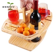 WENTIVV พกพาสะดวก คุณภาพสูง ใช้งานง่าย หลายชั้น ถาดขนมขบเคี้ยว ชั้นวางแก้วไวน์ ที่แขวนแก้วไวน์ เครื่องใช้บนโต๊ะอาหาร โต๊ะสวน โต๊ะปิคนิค โต๊ะวางไวน์ โต๊ะพับได้