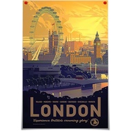 Vintage Travel Poster Frameless Poster London Uk Art Deco Poster Decorative Painting Canvas Wall Art