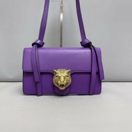 Gucci古馳 全皮紫色虎頭肩背包
