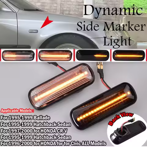 2Pcs Dynamic LED Side Marker Lights For Honda Civic EK 2/3/4dr Ballade CRV Prelude 95-99 Turn Signal