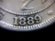 香港維多利亞銀幣-1889年香港二毫(20 silver Cents)銀幣(英女皇維多利亞Queen Victoria像, 有H標記)