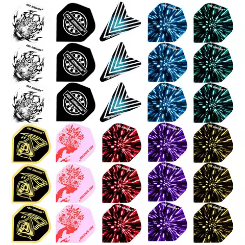 Fox Smiling 60PCS Dart Flights Multiple Styles Colorful PET Darts Flights Leave Wings