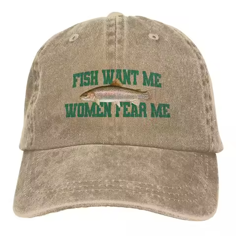 Fish Want Me Women Fear Me Meme Fishing Lover Retro Baseball Hat Cotton Sun Protaction Caps Unisex C