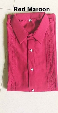 polo barong (office barong)(red maroon)