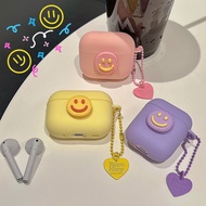Three-dimensional Creative Smiley Face+Chain Matte TPU Soft Case Compatible with AirPods Pro AirPods3 AirPods 3/2/1 Generation Wireless Bluetooth Headset Soft Case