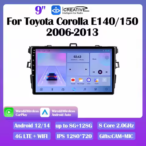 Android 14 Car Radio For Toyota Corolla E140 E150 2006-2013 Stereo Multimedia Video Player Navi GPS 