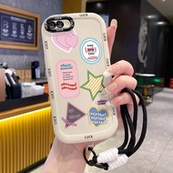 Case For OPPO A5 A3s A12E Realme C1 Small Group Heart Phone Star Silicone Shockproof Strap