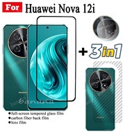 3 IN 1 Huawei Nova 12i Tempered Glass Film For Huawei Nova 12SE Nova 12s Nova 10 9 SE Nova Y70 Y72 Full Cover Screen Protector Glass +Camera Lens Film+back film