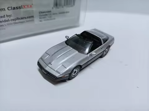 Premium Classixxs 1:87 Chevrolet Convertible Sports Car Model C4 Silver Gray Alloy Diecast Car Model