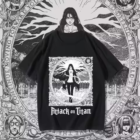 Attack on Titan Anime Eren Yeager Printed T-shirt Men's and Women's T-shirt Men's Top Sports T-shirt