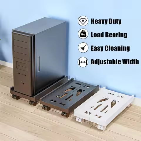 Ventilated Computer Tower Stand PC Tower Stand with 4 Caster Wheels Fits Most PC Adjustable Mobile C