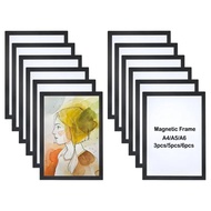 A4/A5/A6 Magnetic Soft Photo Frame Self Adhesive Reusable Black Gold Picture Frames Poster Display H