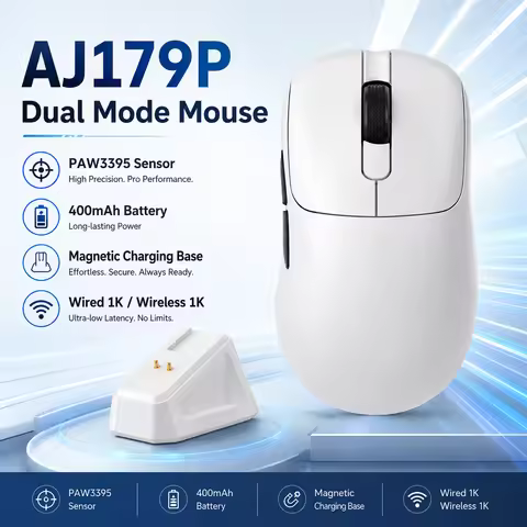 AJAZZ AJ179P PAW3950 30000DPI 8Khz Wireless Gaming Mouse Ergonomic RGB Magnetic Screen Charging Base