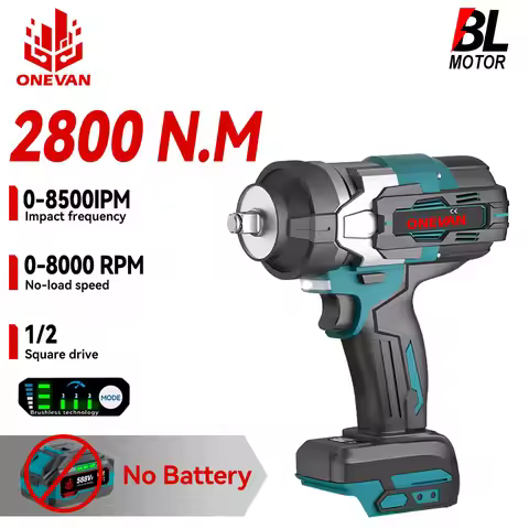 ONEVAN 1/2" Brushless Electric Impact Wrench 2800N.M Torque Removal Screw Nut Screwdriver Home Power