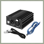 (QJWR) 1-Channel 48V Phantom Power Supply with XLR 3 Pin Microphone Cable for Condenser Microphone M