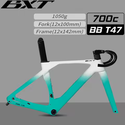 BXT Carbon Frame Disc Brake, Max 700 x 32C, AERO Road Bicycle Frameset, BSA T47, Full Internal Cable