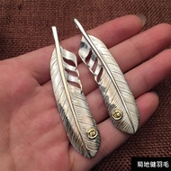 Takahashi Style Chrysanthemum Feather Pendant Necklace Men's Trendy 925 Sterling Silver Plain Dot Co