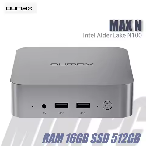 OUMAX MAX N Office Mini Pc Intel N100 16GB DDR4 RAM 512GB SSD WIFI5 BT5.0 Portable Desktop Video Gam