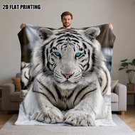 TEMU 2d Printed 39.37x29.53in/100x75cm 1 Piece Of White Tiger Art Flannel Blanket - Cozy, Easy To Ca