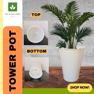 White Tower Pot – Modern Tall Pot for Indoor & Outdoor Plants Plant Pot