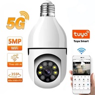 Camera Bóng Đèn WiFi Tuya 5G E27 Base 5MP 3MP An Ninh Trong Nhà Với Âm Thanh Hai Chiều Tự Động Theo