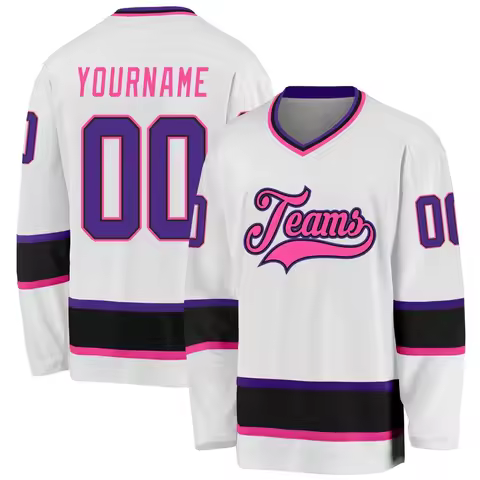 Custom Name & Team White Purple Black Pink 3D Printed Fashion Men's Hockey Jersey Summer Unisex Casu