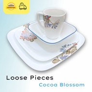 Corelle Square Cocoa Blossom - Dinner Plate / Lunch Plate / Cereal Bowl / Mug Corelle Plates