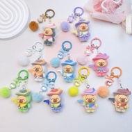 Cowboy Pistol Keychain Cute Flocked Plush Ball Charm for Bags Accessories Three Years Old Kapibara S