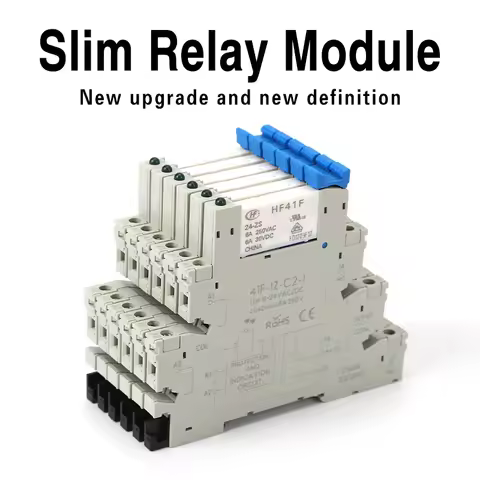 Din Rail Slim Relay Module 41F-1Z-C2-1 Integrated PCB Mount With Relay Holder 12VACDC 24VACDC Relay 