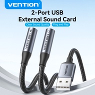Vention External Sound Card USB Dual-Port Audio Adapter Plug and Play for Computers/Gaming Consoles/