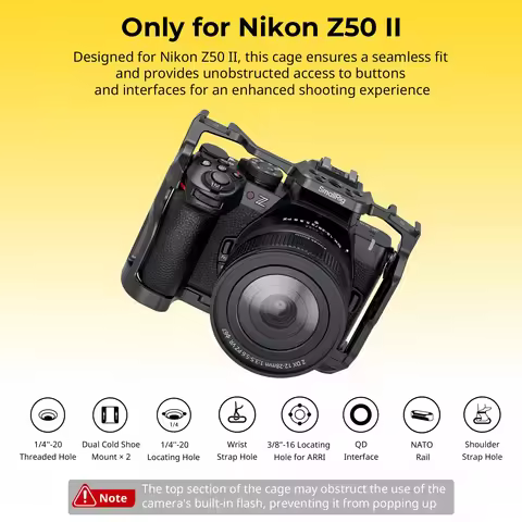 SmallRig Z50 II Baseplate / Camera Cage for Nikon Z50 II with Tempered Glass Protector w Arca-Swiss 