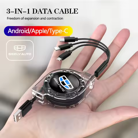 Car Interior 3 In 1 Fast Charger USB Data Cable Auto Accessories For Geely Atlas SUV Boyue Borui Coo