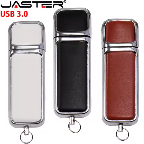 JASTER Free Custom Logo USB 3.0 Flash Drive 128GB Black Leather Memory Stick 16GB 32GB White Red Pen