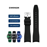 Wenger Soft Silicone Watch Band - Waterproof Rubber, Curved Fit, 18-22mm, Pin Buckle & Butterfly Cla