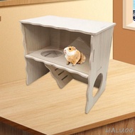 [Haluoo] Hamster Hideout Cage, Pets Wooden Hamster House with Ladder, Small Animal House Habitat