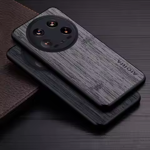 Case for Xiaomi 14 14 Ultra funda bamboo wood pattern PU Leather phone cover Luxury coque for Xiaomi