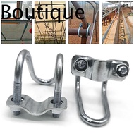 1Pcs Hose Clamp, Double U-Cross Scaffolding Fixing U Bolt, Screw Steel Connector Galvanized Tube Pip