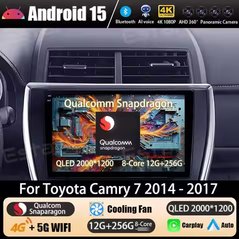 Android 15 Car Radio For Toyota Camry 7 XV 50 55 2014 - 2017 US EDITION GPS Multimedia Player Navi H