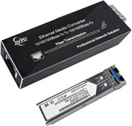 Mini Gigabit Fiber Media Converter 10/100/1000Mbps Ethernet with 1310nm Single Mode 20km SFP Module 