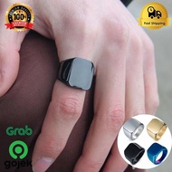 Simple Elegant Men's Fashion square Motif Titanium Ring, Titanium Ring Men's Black Ring/ Men's Silve