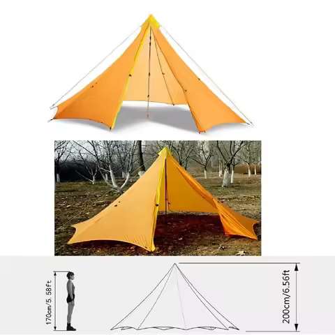 860g Ultralight Camping Hiking Tent Outdoor 4 Person 20D Nylon Double-Side Silicon Coating Rodless P