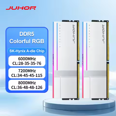 JUHOR Memoria Ram DR5 RGB 16GB 6000MHz 6800MHz 7200MHz 8000MHz DIMM Ram Dual Channel Sunning Desktop