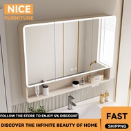 Space Aluminum Intelligent Mirror Cabinet Bathroom Cabinet Wall-mounted Thickened Storage Mirror Cab